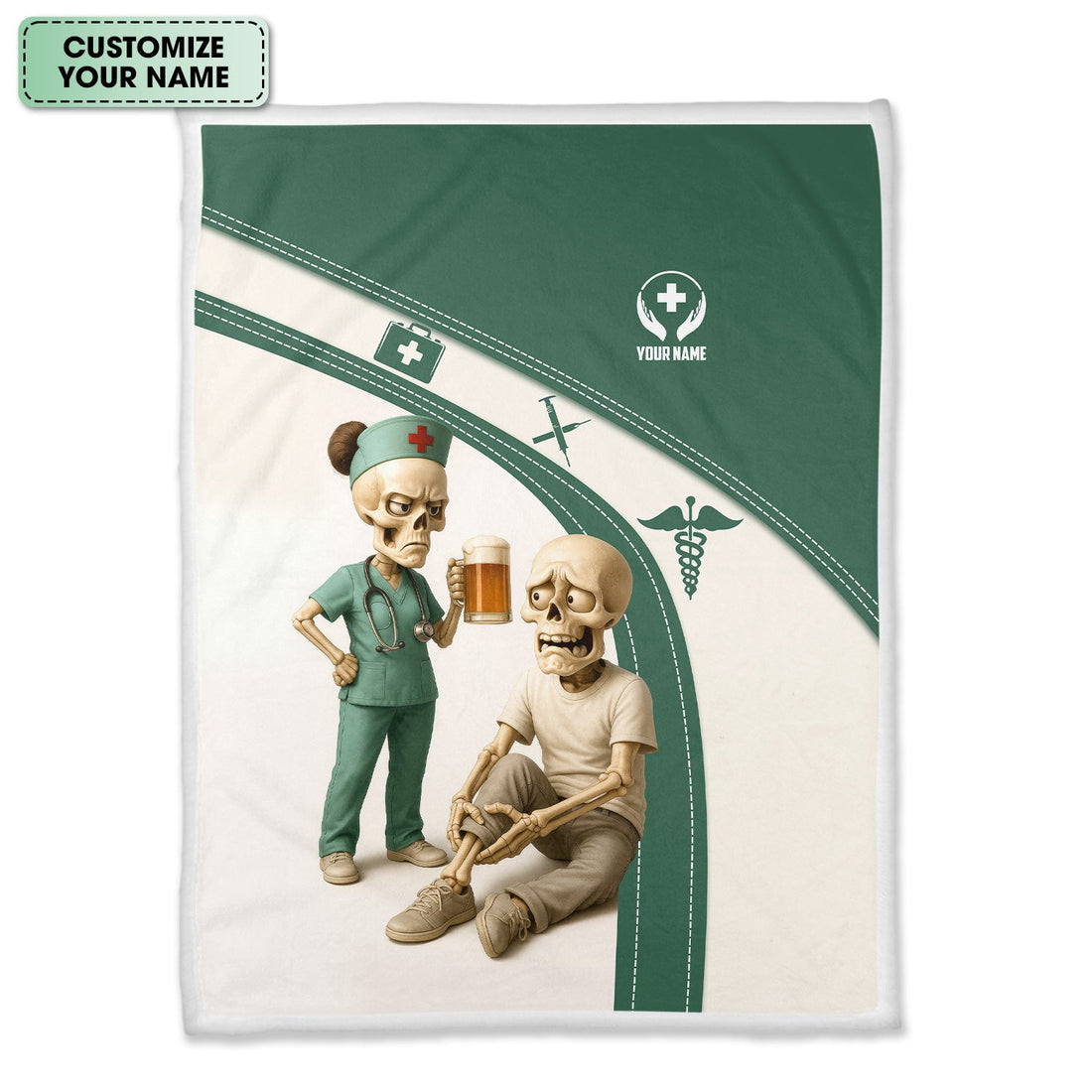 Personalized Sarcastic Skeleton Nurse Blanket