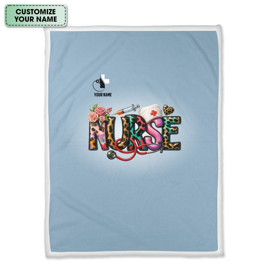 Personalized Colorful Letters Stethoscope Nurse Blanket