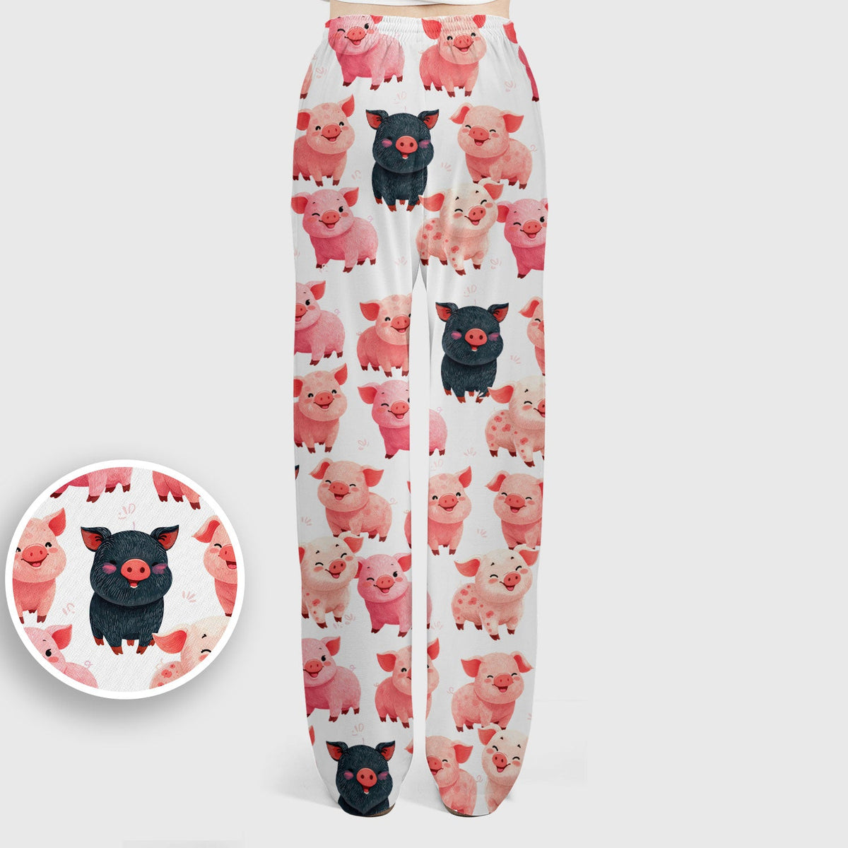 Funny Farm Pig Cartoon Pattern Scrub Set, Nurse Uniform Scrubs Set