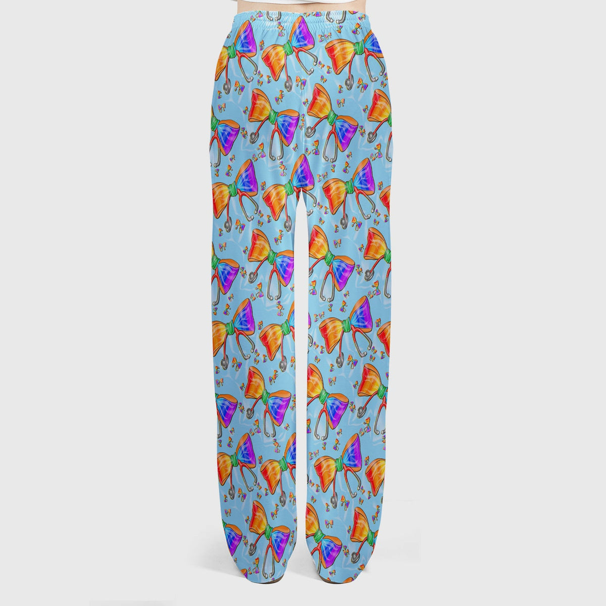 Colorful Rainbow Bow Stethoscope Nurse Scrub Set