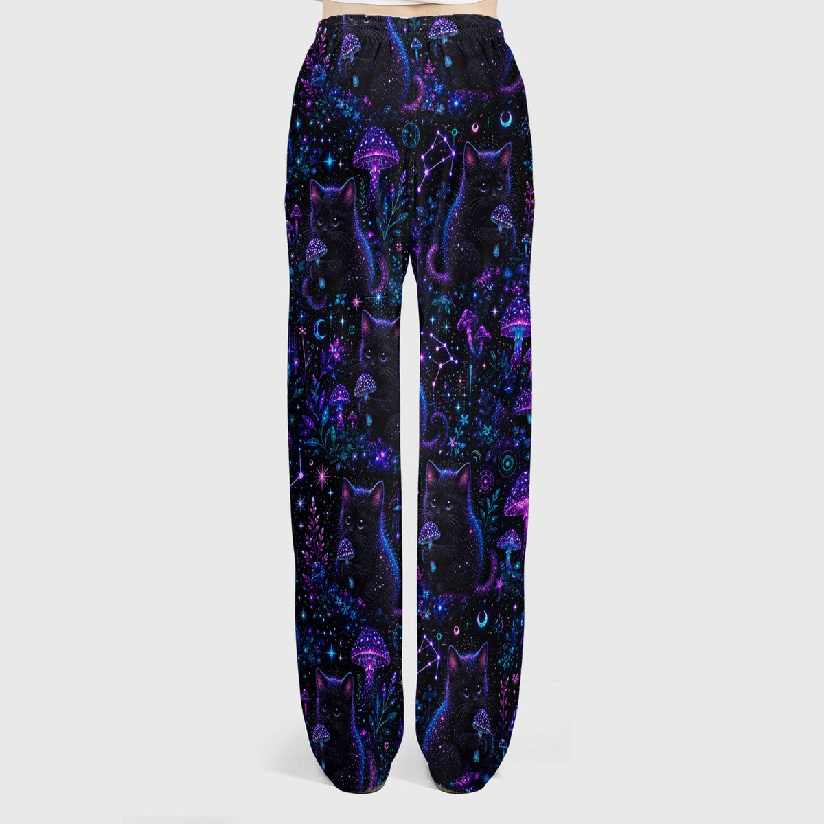 Neon Black Cat Mushroom Galaxy Nurse Scrub Set