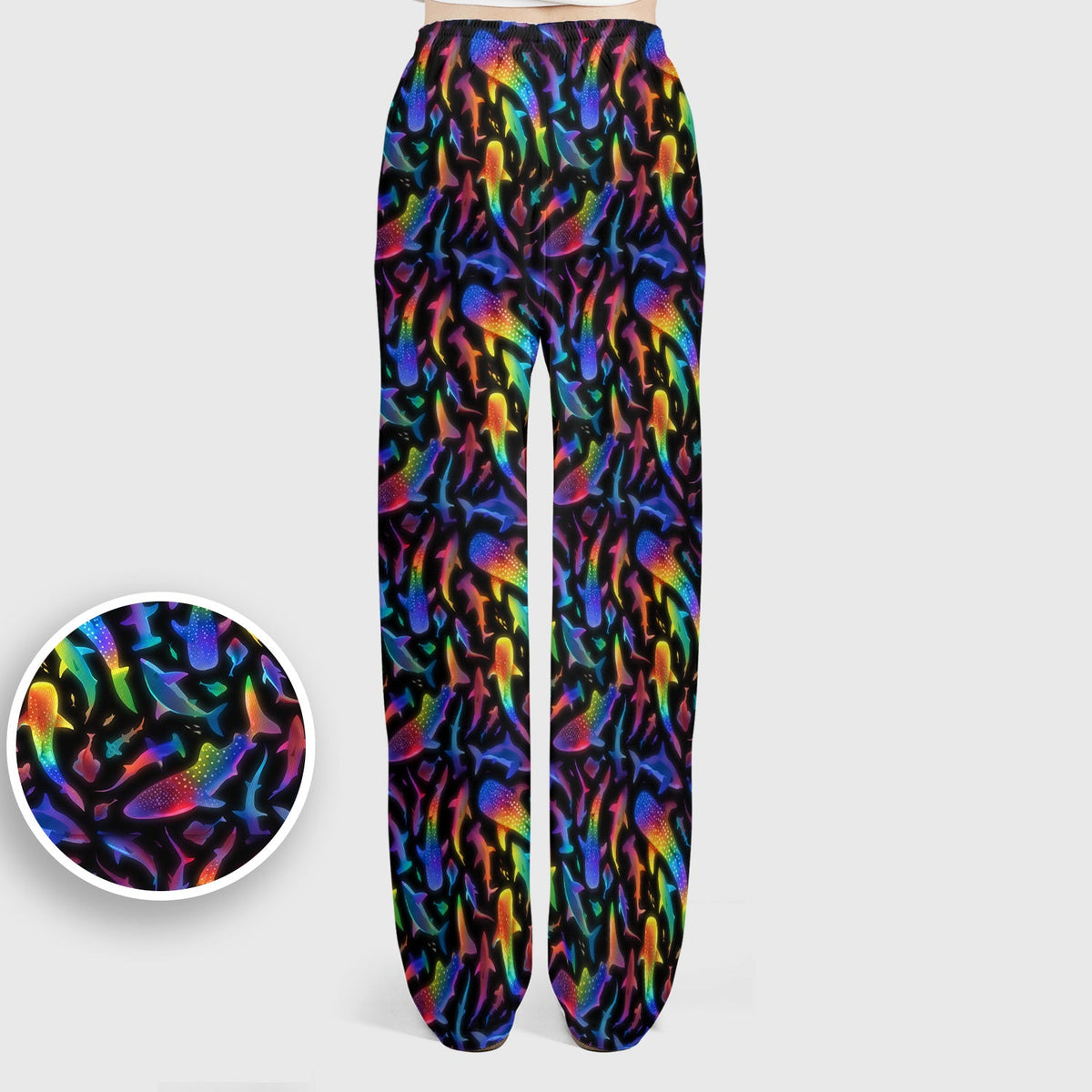 Vibrant Rainbow Shark Nurse Scrub Set
