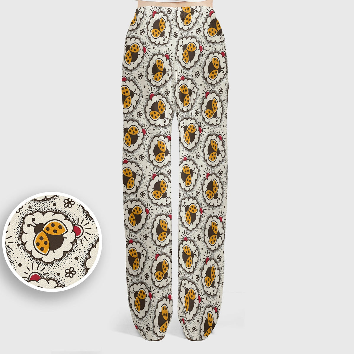 Ladybug Floral Frame Nurse Scrub Set