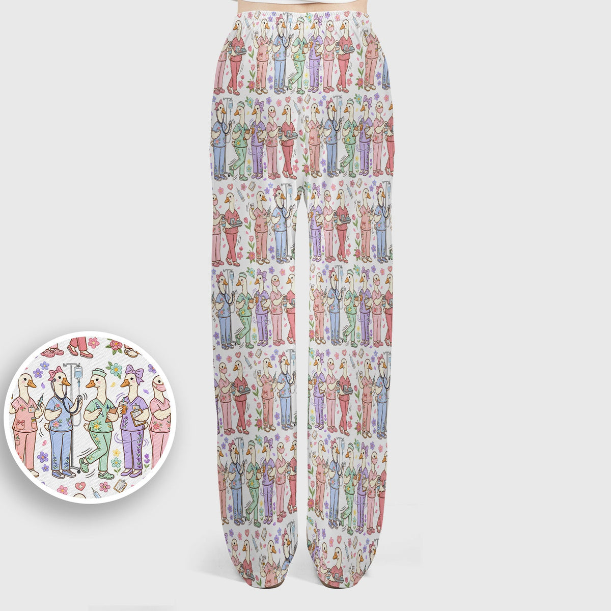 Goose Characters Floral Nurse Scrub Set