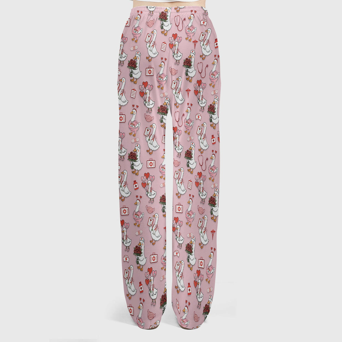 Cute Goose Nurse Medical Pattern Scrub Set, Women's Scrub Sets
