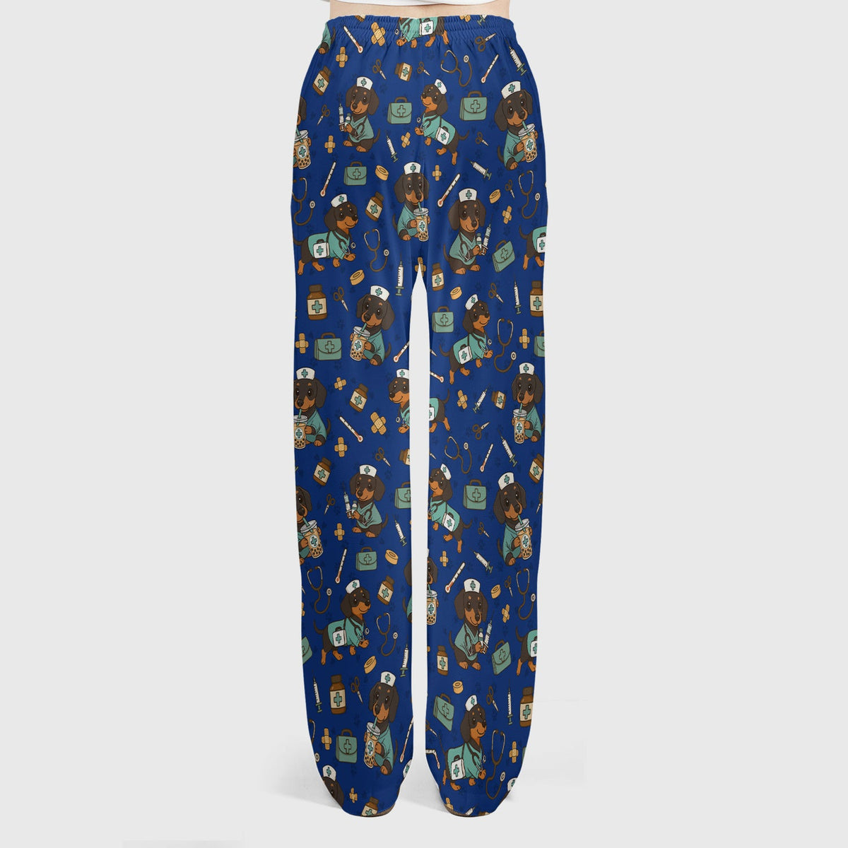 Funny Dachshund Nurse Scrubs Set - Cute Dog Print Medical Shirt - Holiday Nurse Scrub Top Gift for RN CNA Doctor, Women & Men