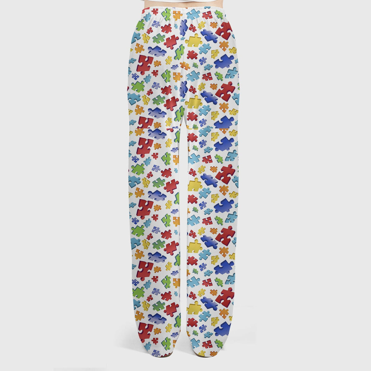 Colorful Scattered Puzzle Piece Nurse Scrub Set