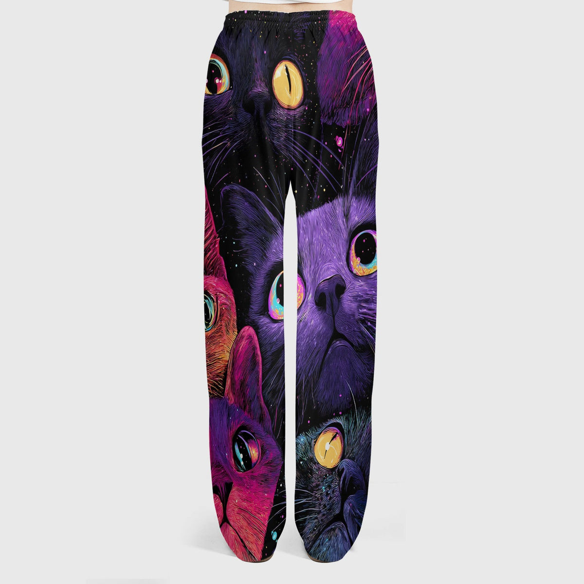 Colorful Neon Cat Faces Nurse Scrub Set