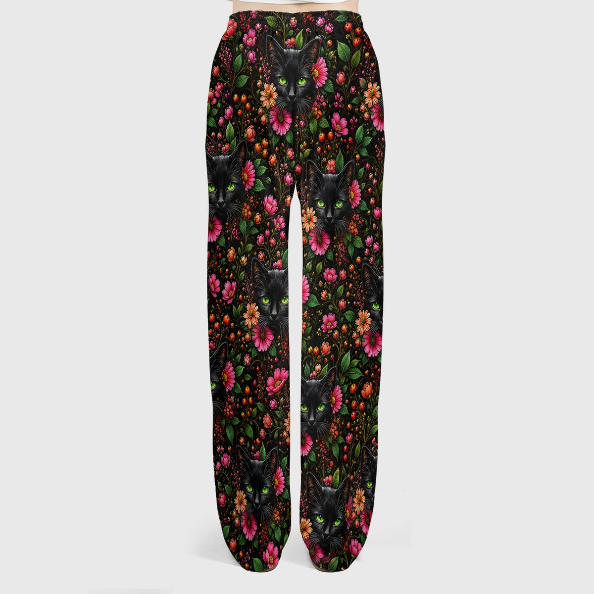 Adorable Black Cat Blossom Nurse Scrub Set