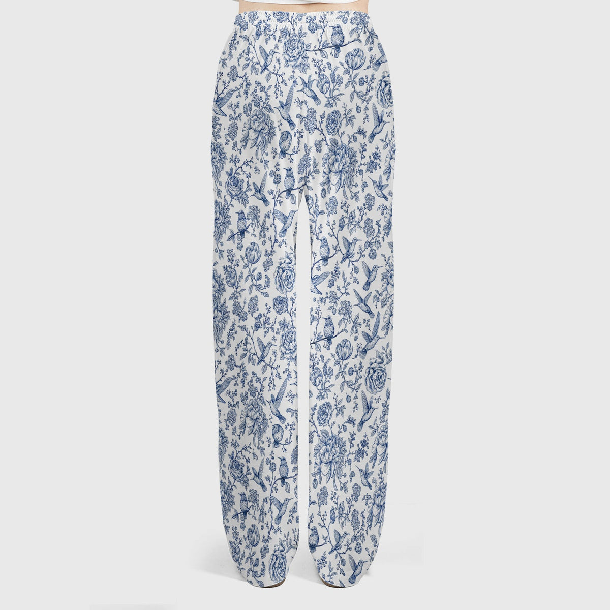 Blue Toile Hummingbird Floral Nurse Scrub Set