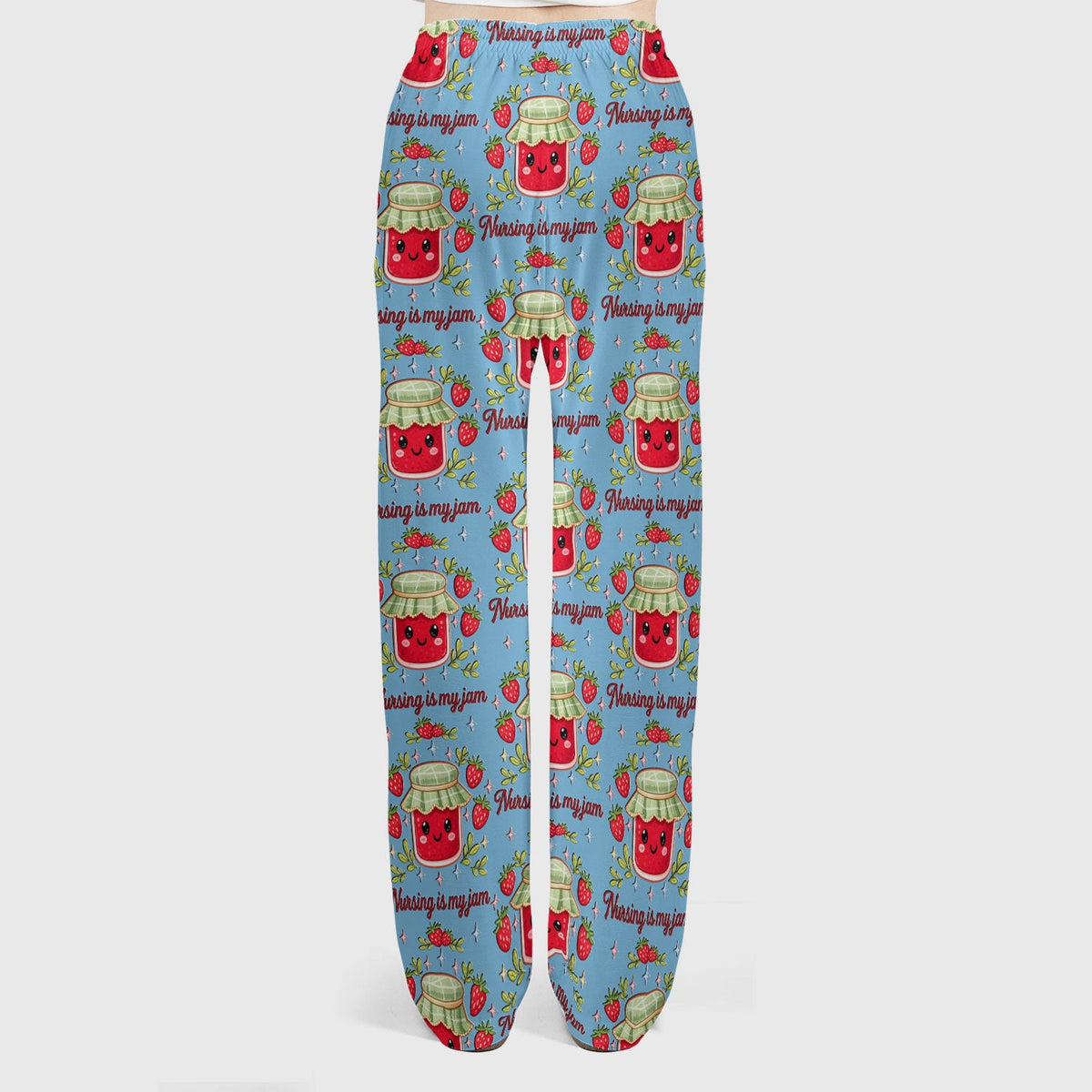 Cute Strawberry Jam Nurse Pattern Scrub Set, Breathable Med Uniform