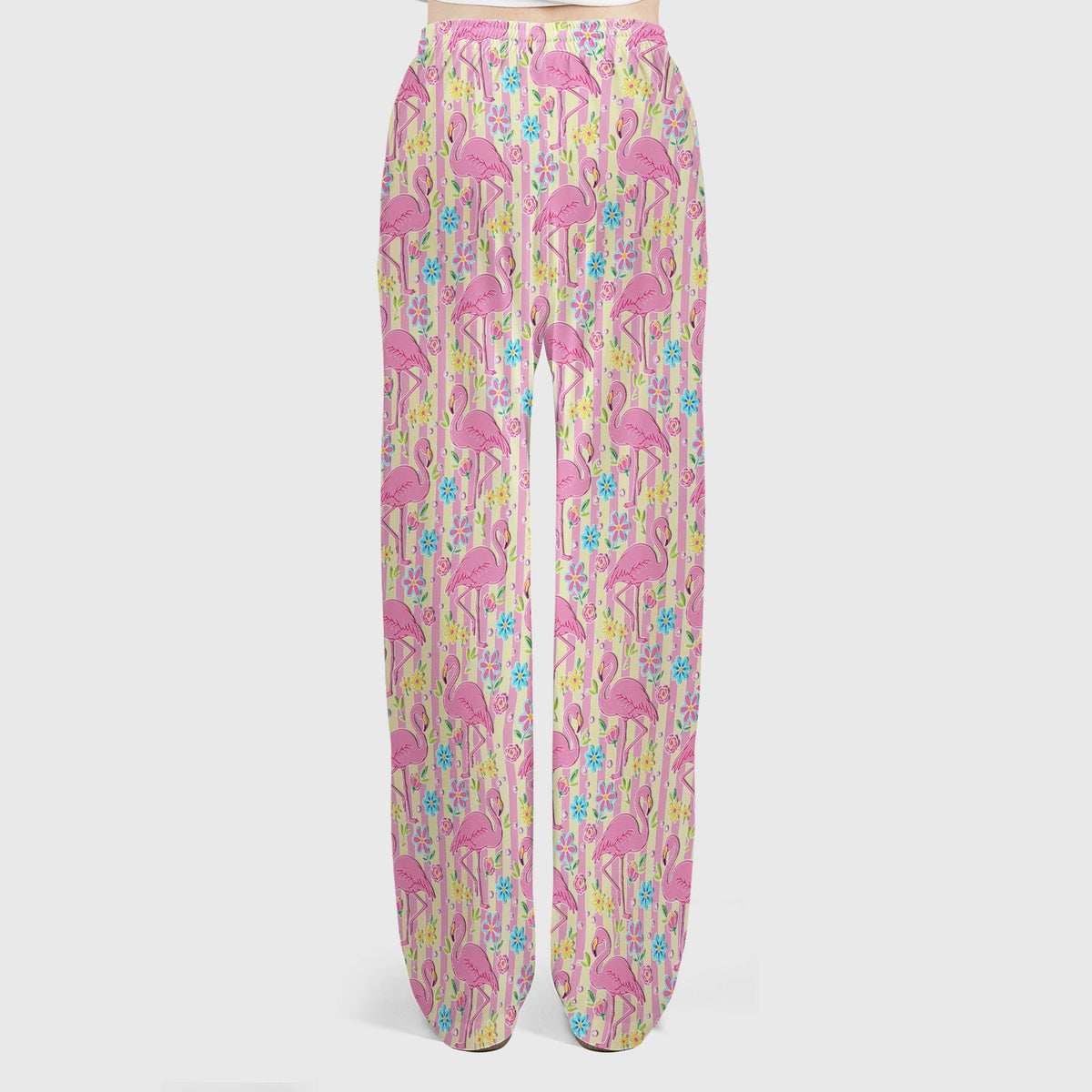 Pink Flamingo Flower Stripe Nurse Scrub Set