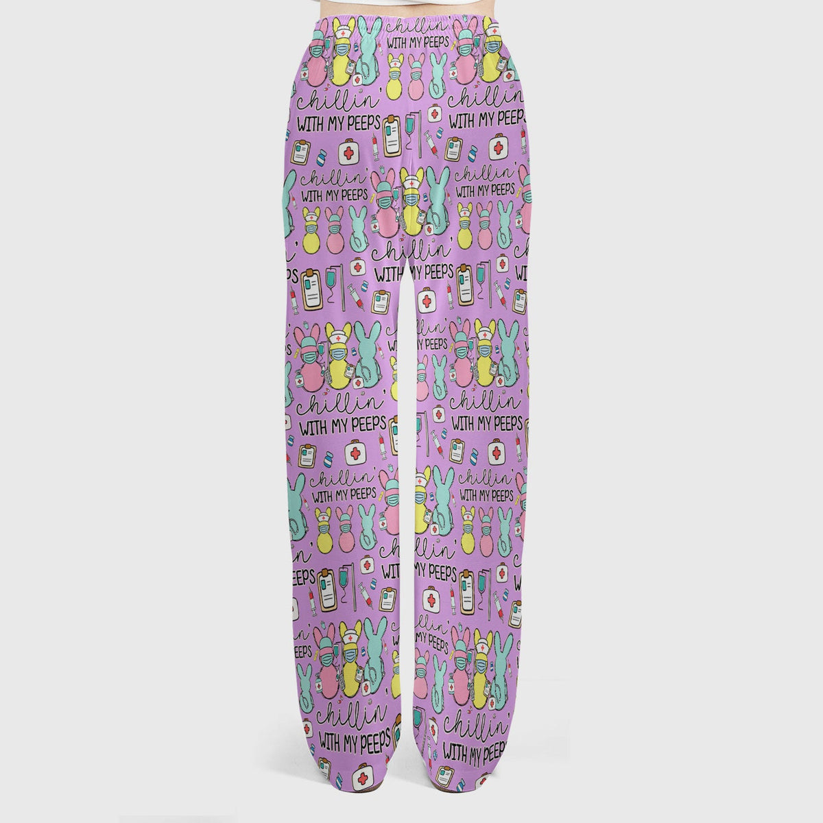 Bunny Nurse Chillin With My Peeps Scrub Set - Easter Gift