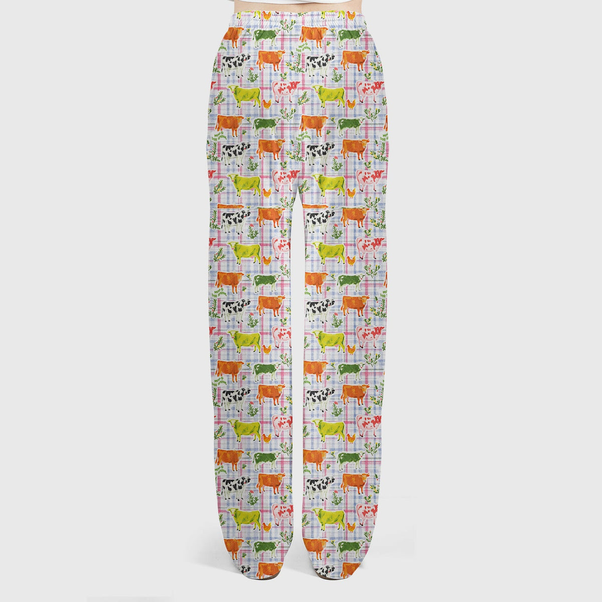 Colorful Farm Cow Plaid Nurse Scrub Set