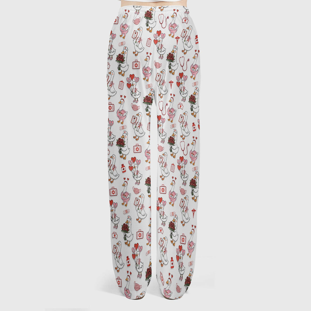 Cute Goose Nurse Medical Pattern Scrub Set, Women's Scrub Sets