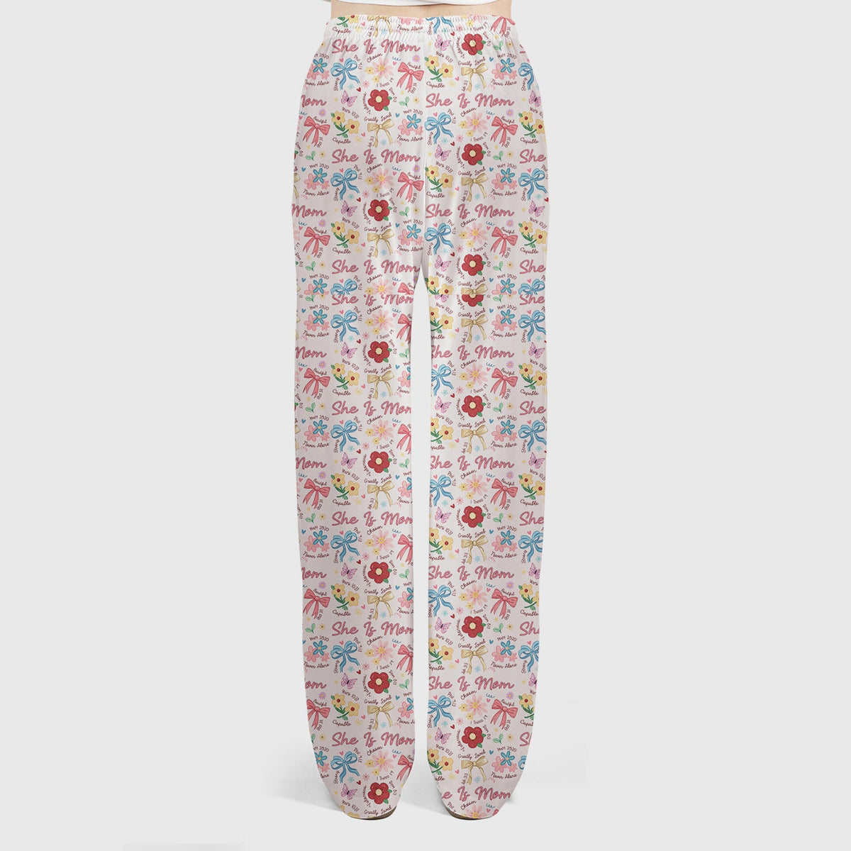 She Is Mom Flower Bow Nurse Scrub Set