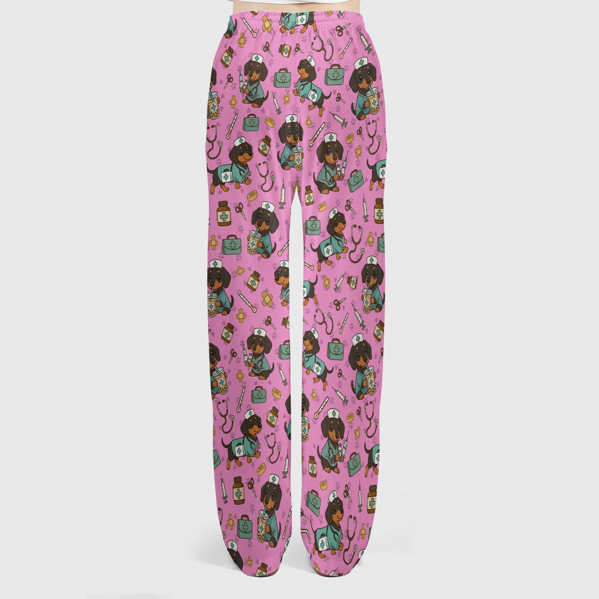 Funny Dachshund Nurse Scrubs Set - Cute Dog Print Medical Shirt - Holiday Nurse Scrub Top Gift for RN CNA Doctor, Women & Men