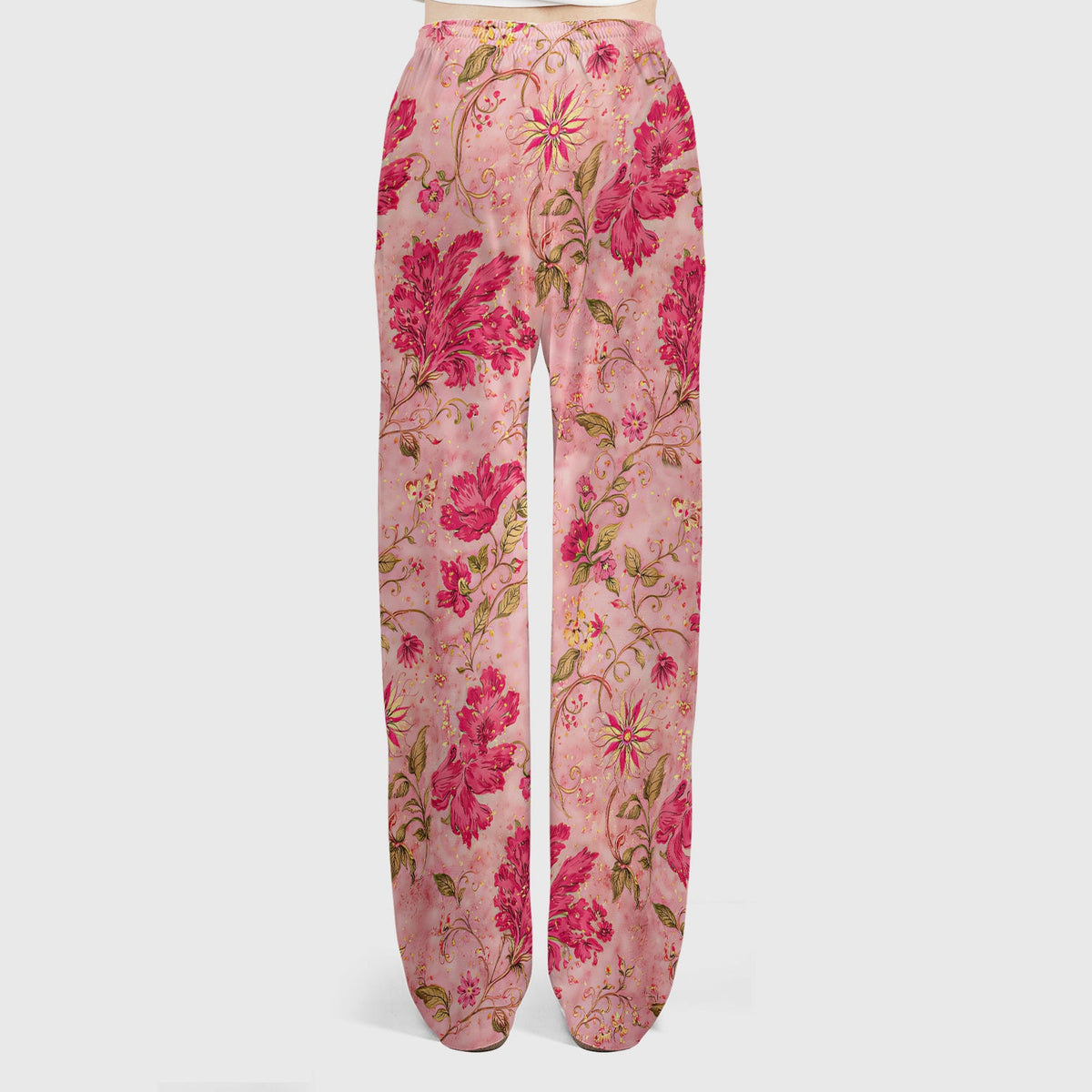 Elegant Pink Floral Vine Nurse Scrub Set