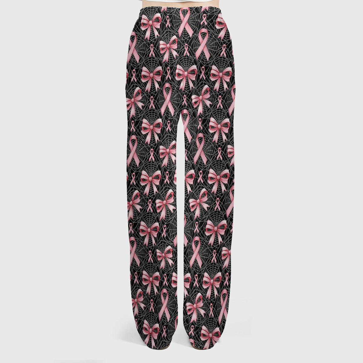 Pink Ribbon Pattern Nurse Scrub Set