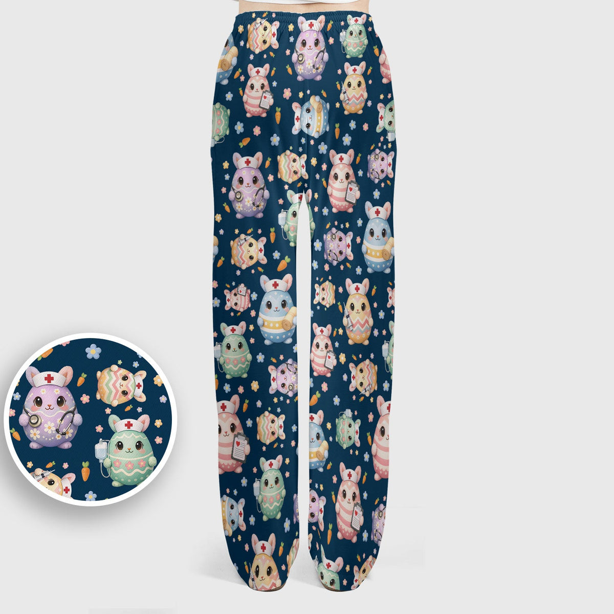 Bunny Pastel Floral Nurse Scrub Set