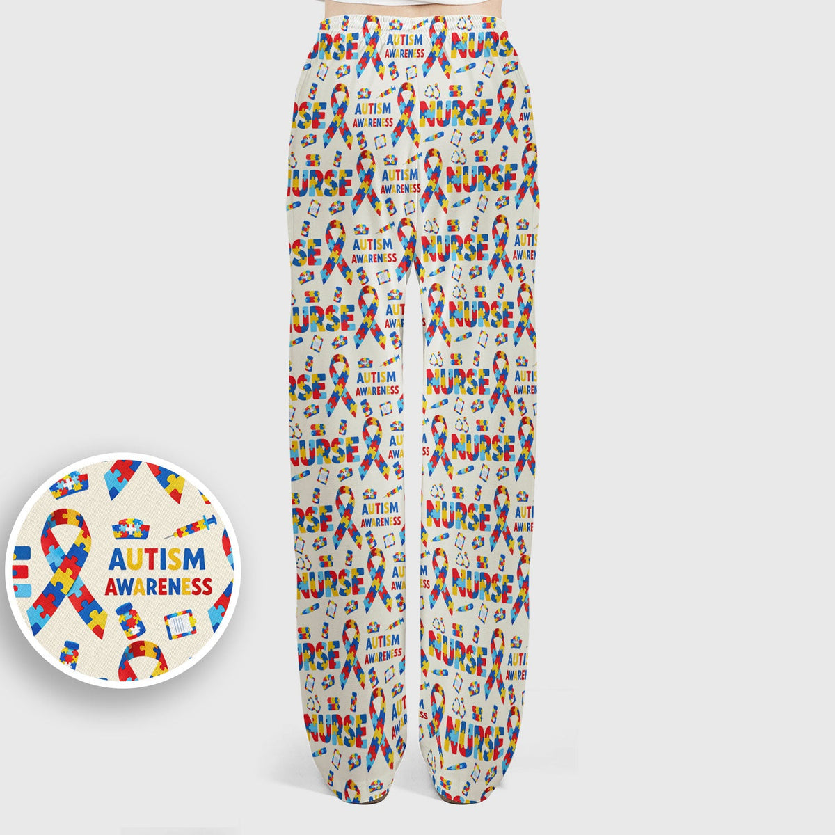 Autism Awareness Puzzle Ribbon Nurse Scrub Set