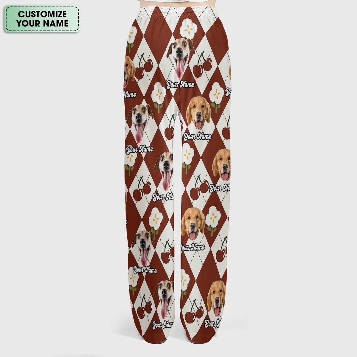 Dog Face Cherry Argyle Nurse Scrub Set
