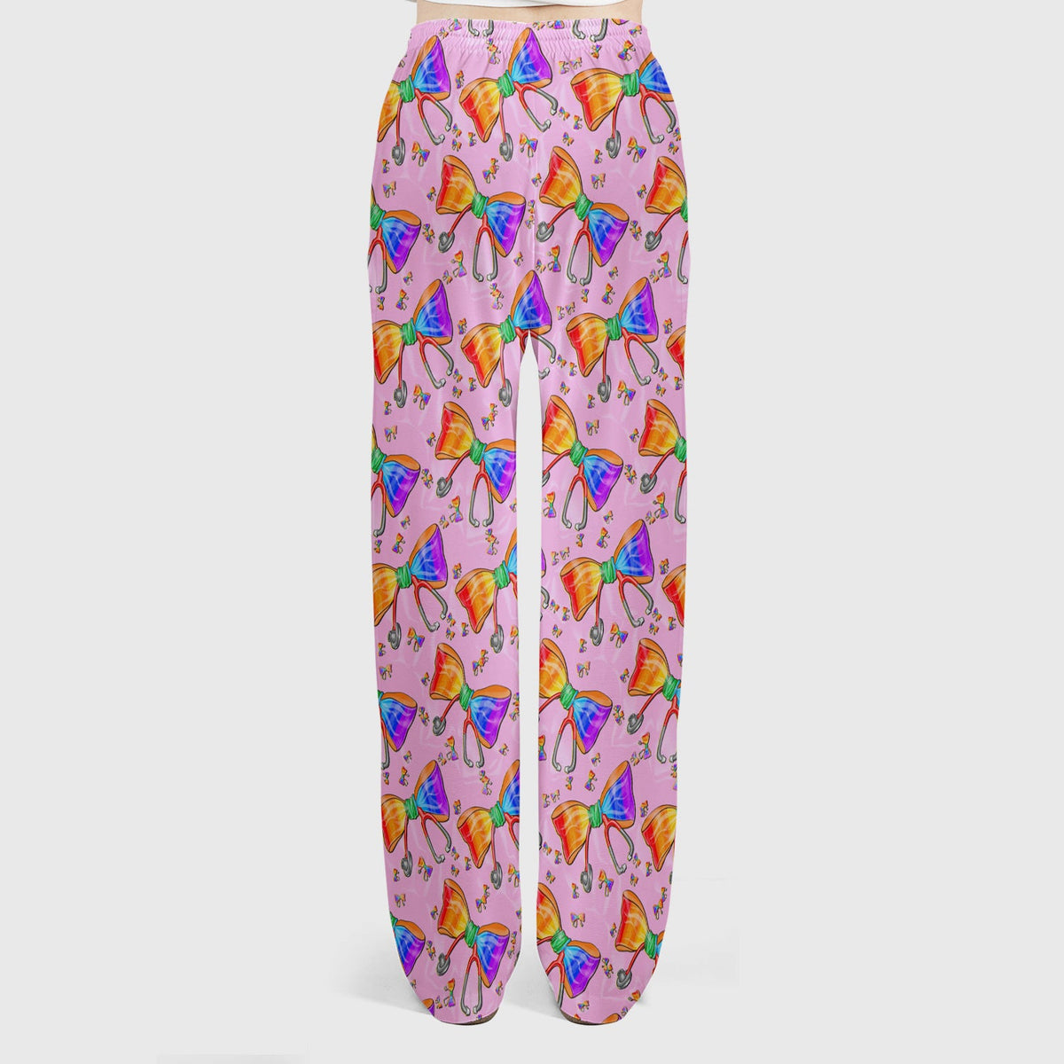 Colorful Rainbow Bow Stethoscope Nurse Scrub Set