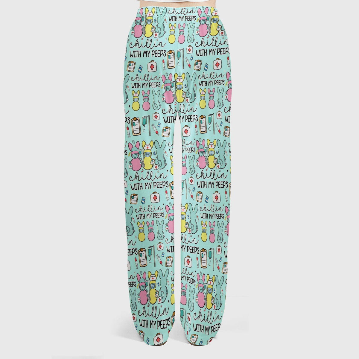 Bunny Nurse Chillin With My Peeps Scrub Set - Easter Gift