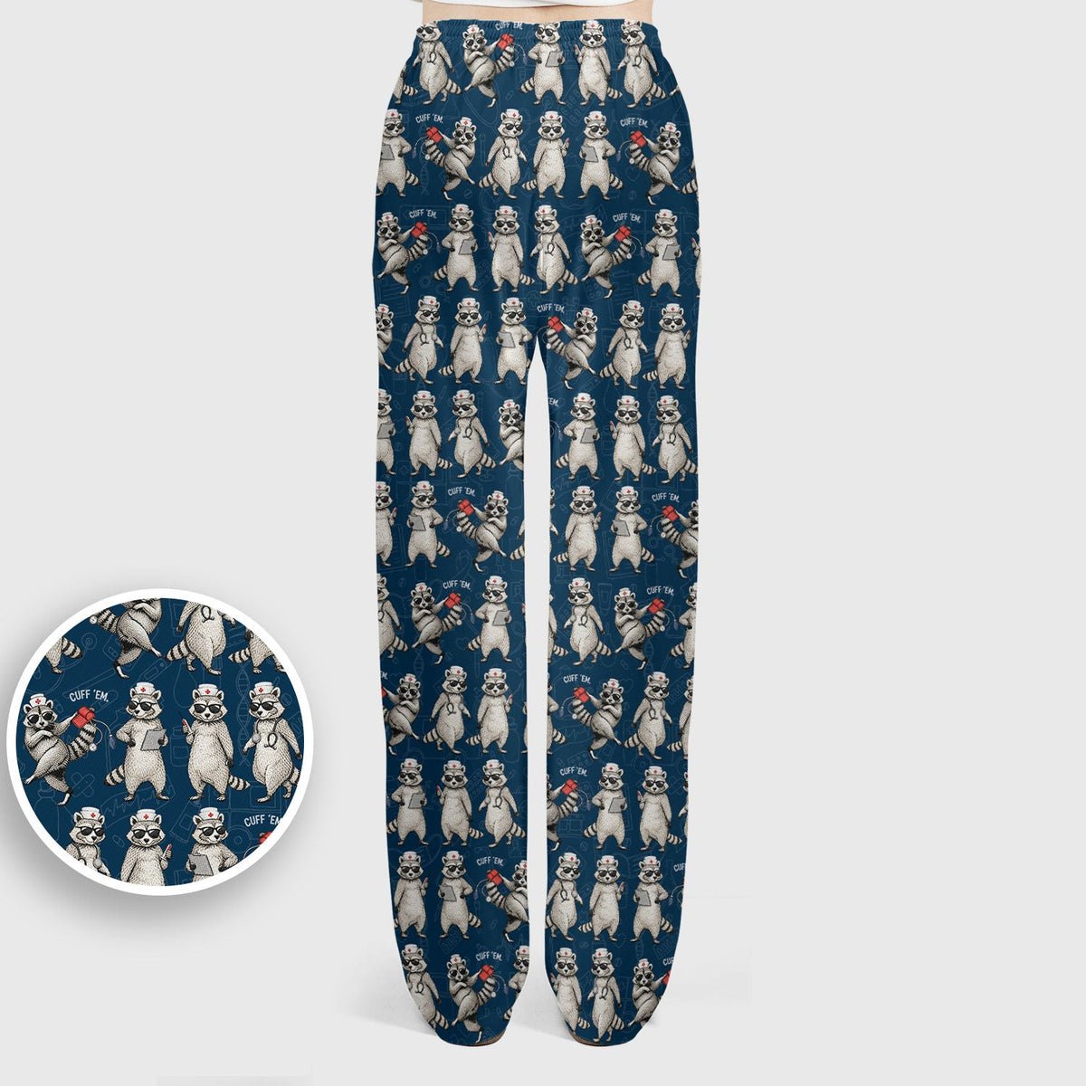 Raccoon Pattern Nurse Scrub Set
