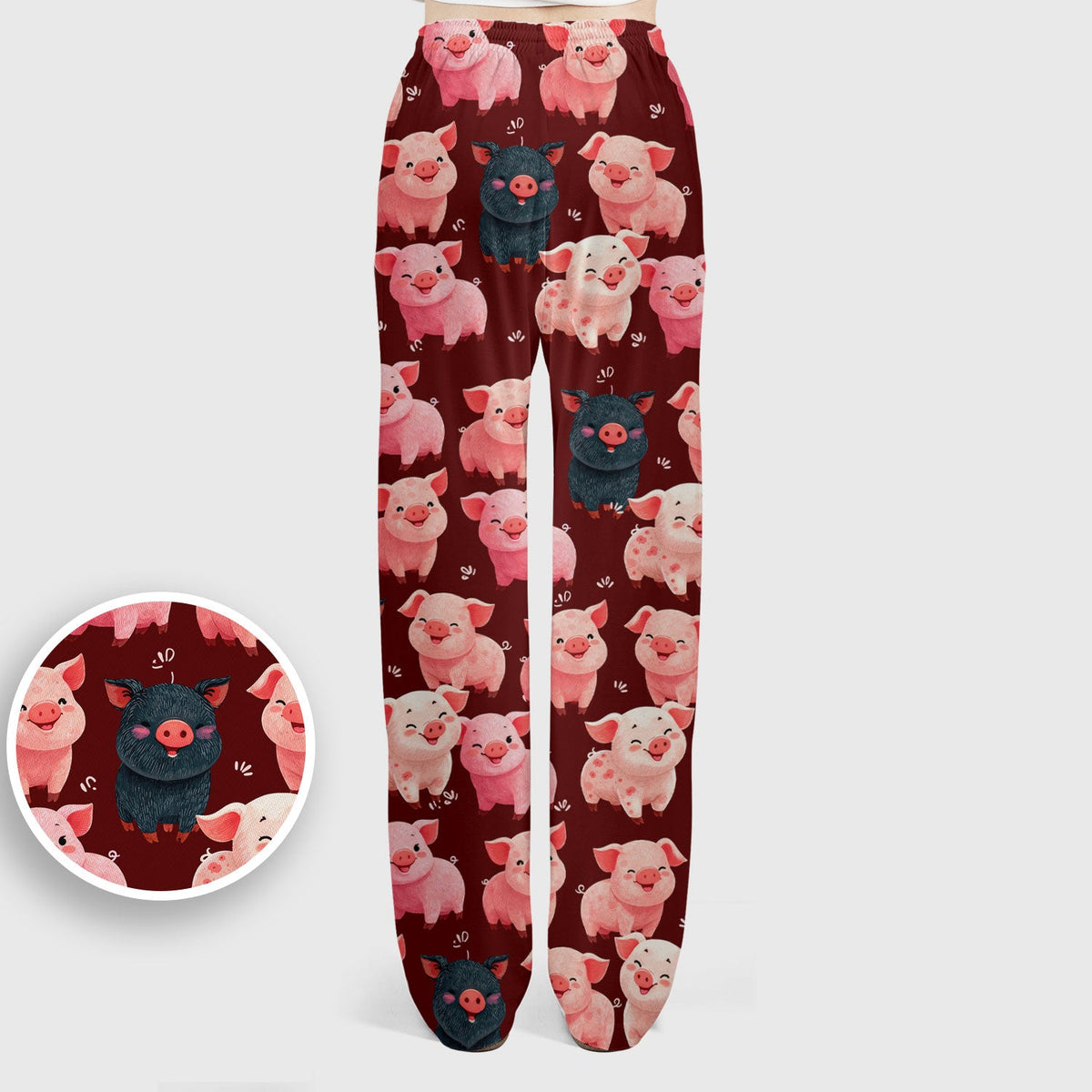 Funny Farm Pig Cartoon Pattern Scrub Set, Nurse Uniform Scrubs Set