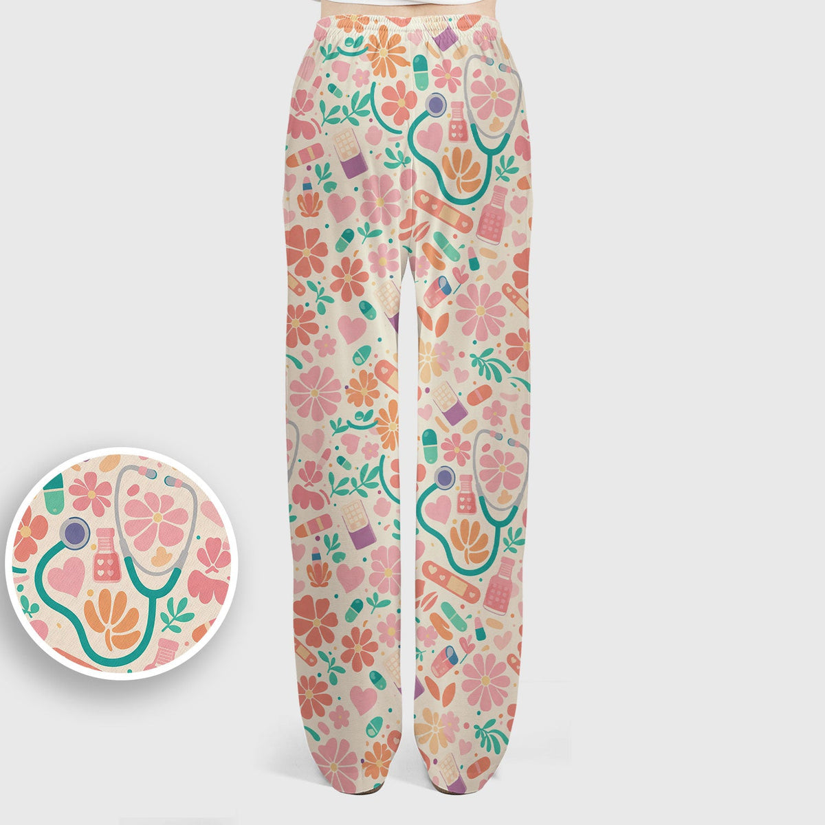 Medical Floral Nurse Scrub Set