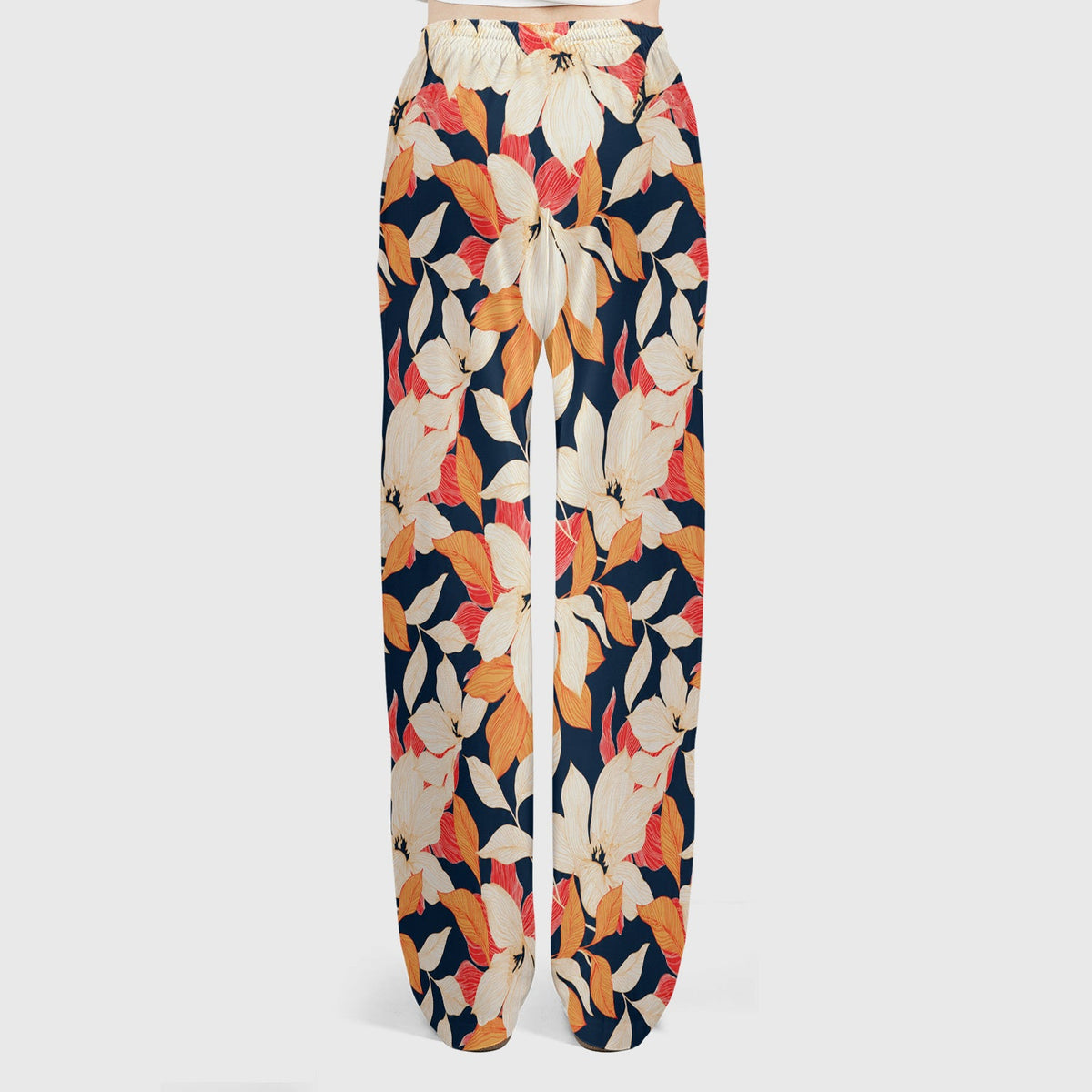 Elegant Ivory Lily Leaves Nurse Scrub Set