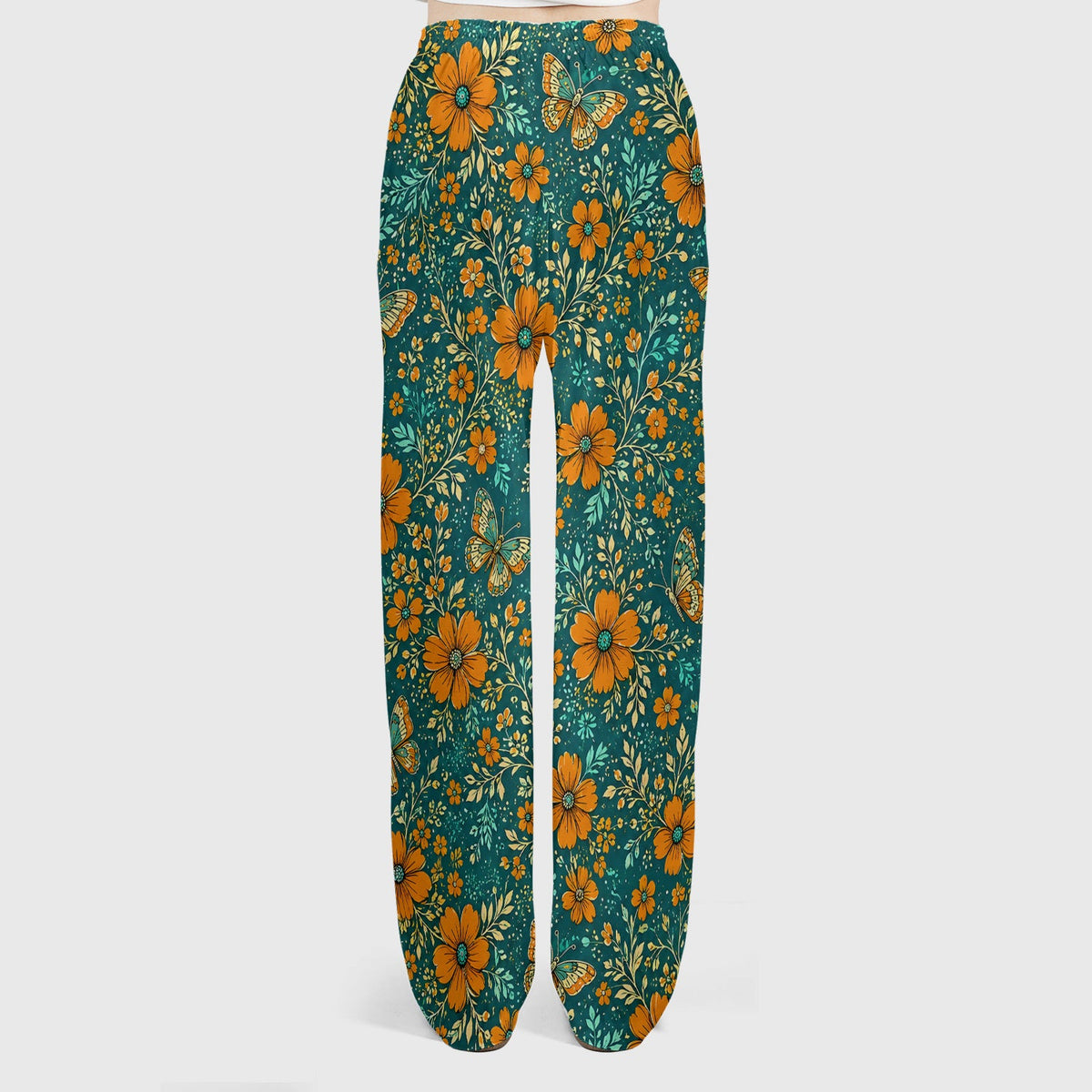 Orange Floral Butterfly Vine Nurse Scrub Set