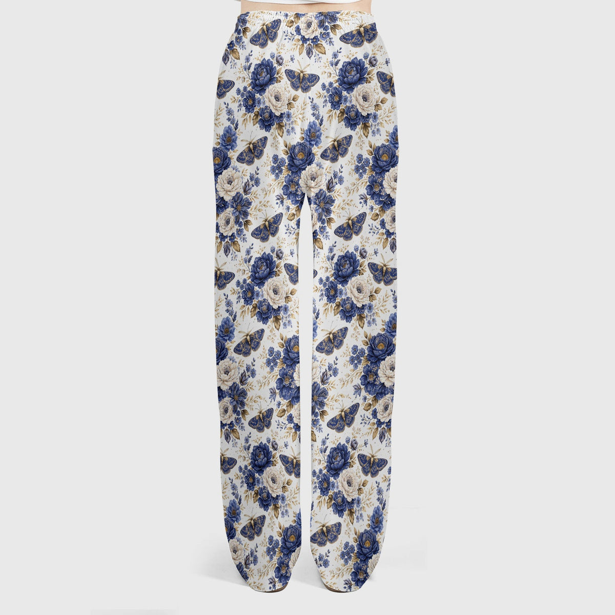Cute Blue Floral Moth Nurse Scrub Set