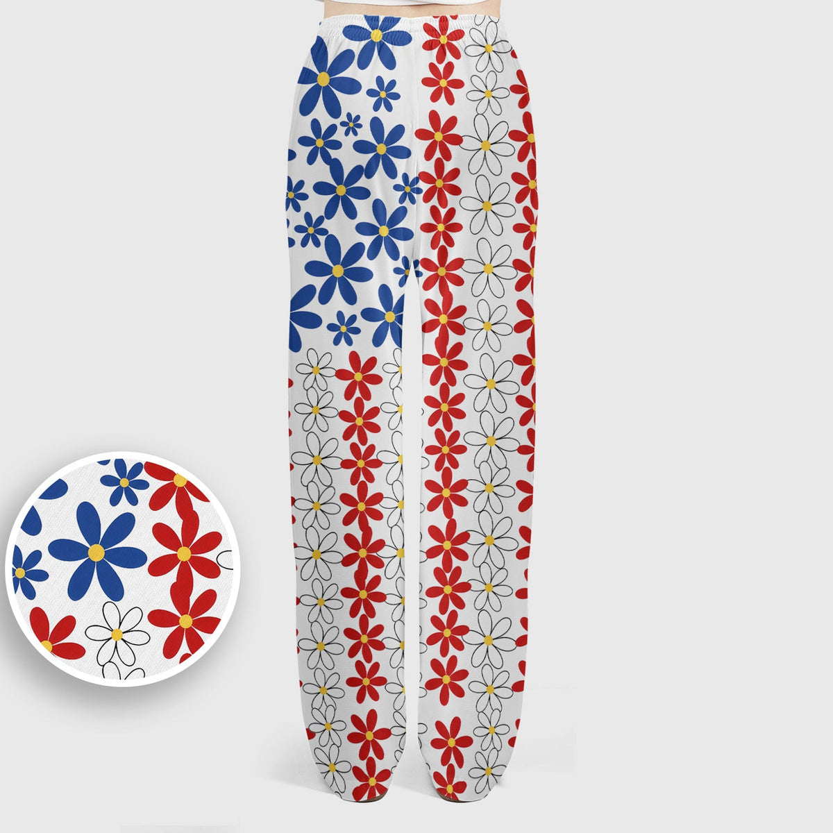Retro Red Blue Daisy Nurse Scrub Set
