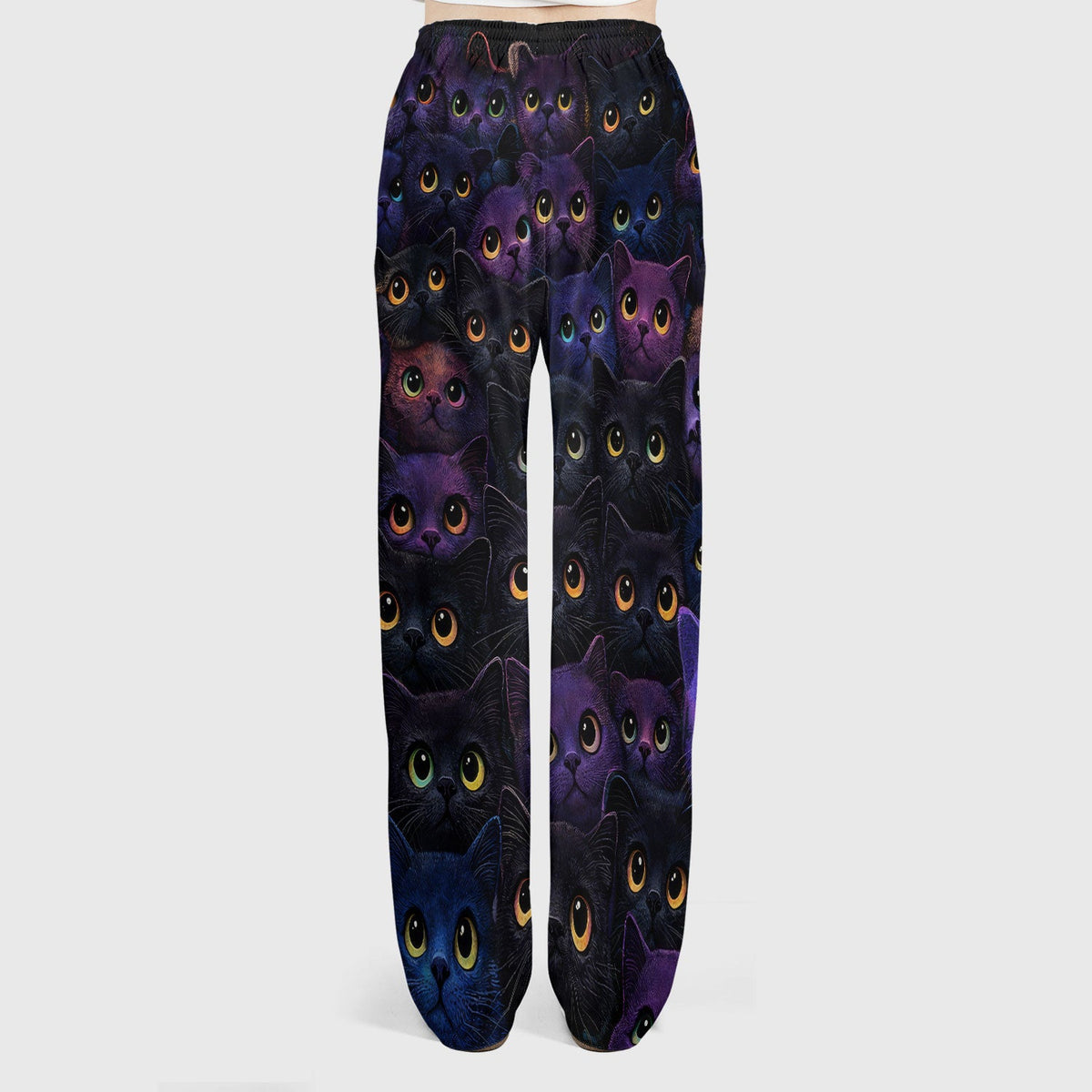 Cute Colorful Cat Eyes Pattern Scrub Set for Nurses, Scrub Pants and V Neck Top, Breathable Med Uniform