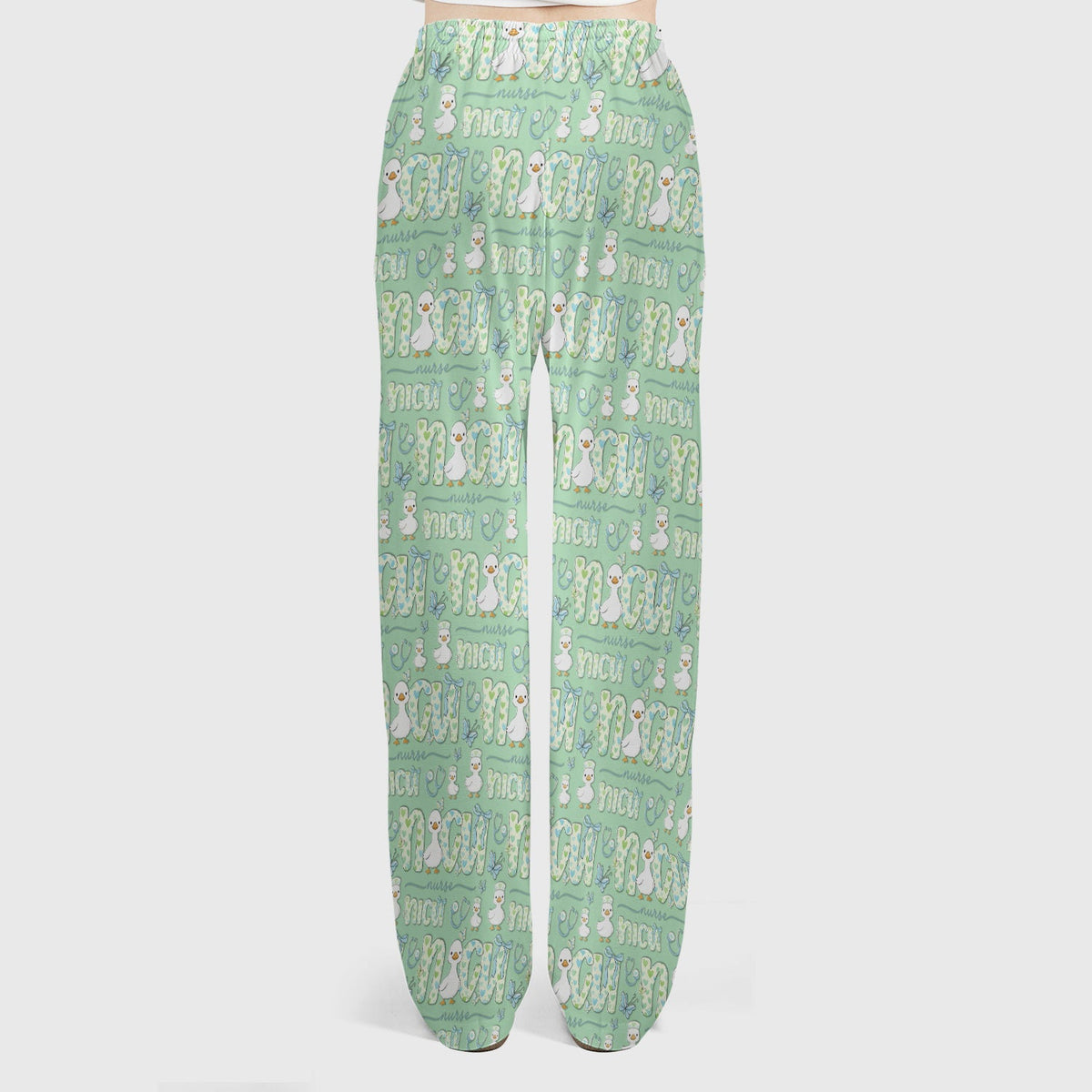 NICU Nurse Duck Pattern Scrub Set, Scrub Pants and V Neck Top