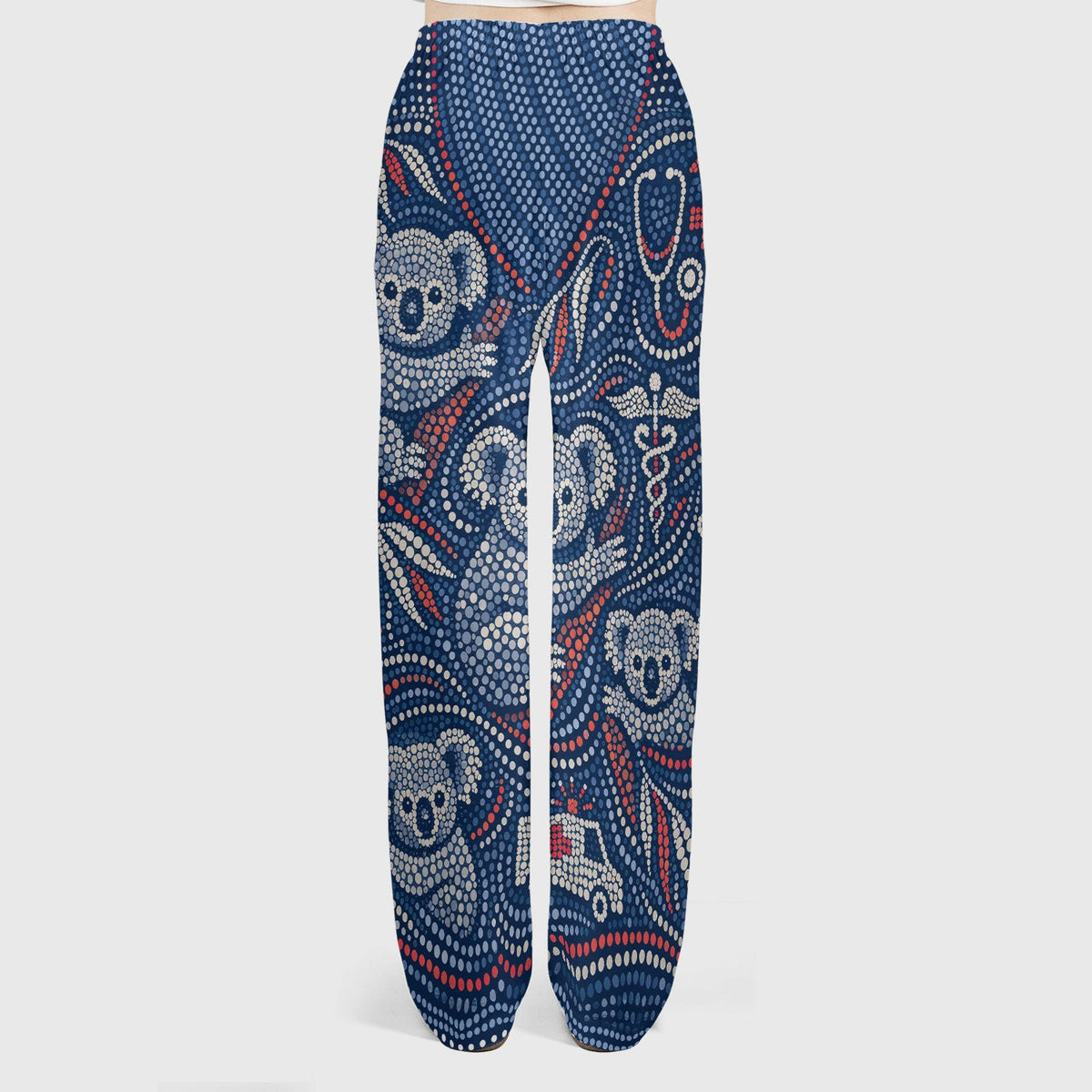 Koala Dot Art Medical Pattern Set, Women's Scrub Sets Breathable