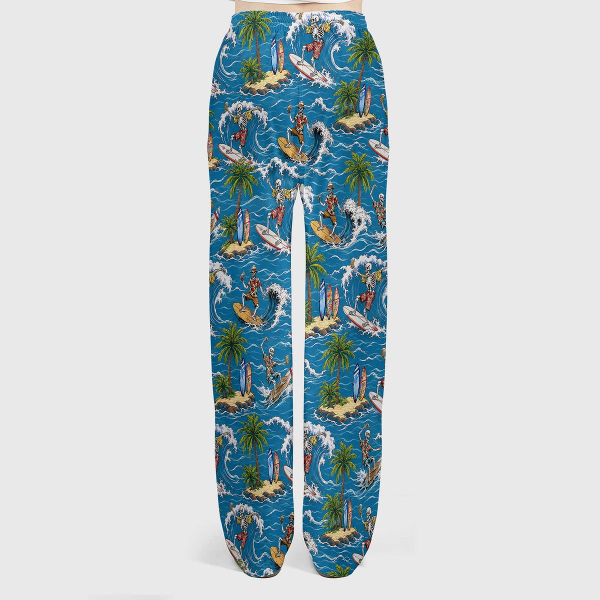 Spooky Tropical Skeleton Surfer Nurse Scrub Set