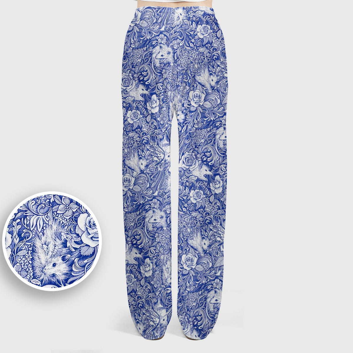 Blue Toile Opossum Floral Nurse Scrub Set