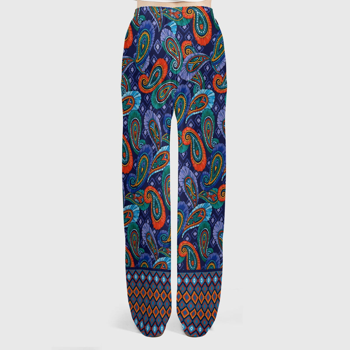 Colorful Paisley Geometric Border Nurse Scrub Set
