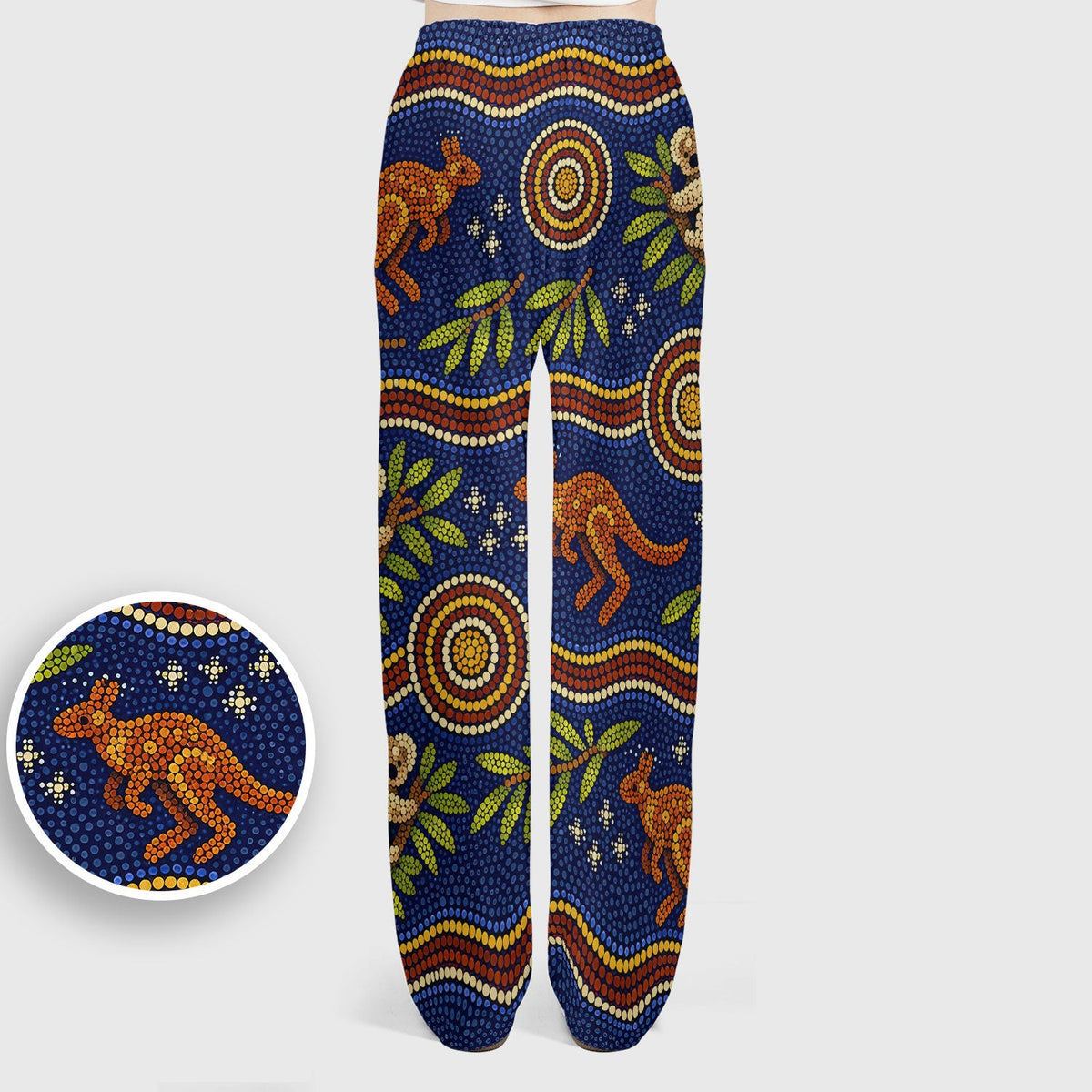 Australian Aboriginal Dot Art Scrub Set, Kangaroo ANd Koala Pattern Nurse Shirt, Breathable Fabrics Nursing Uniform
