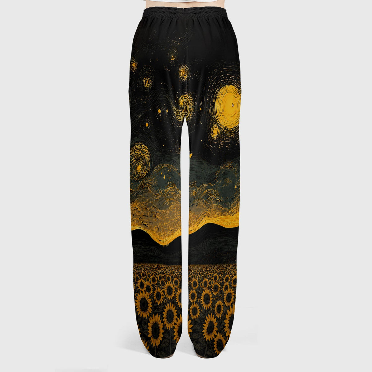 Cute Black Cat Sunflower Night Nurse Scrub Set