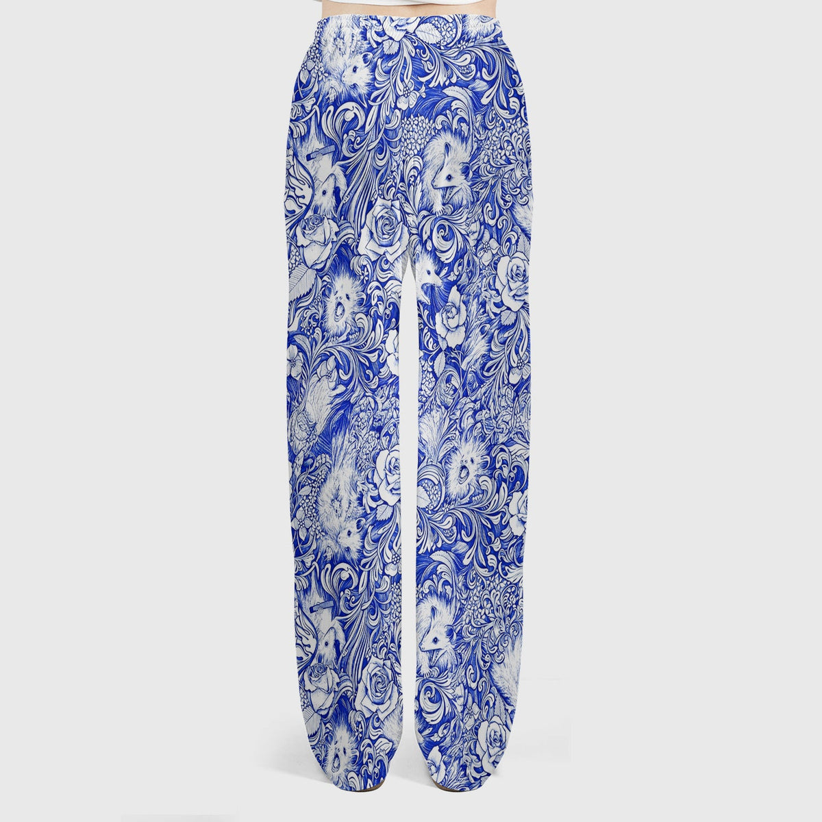 Blue Floral Opossum And Roses Nurse Scrub Set
