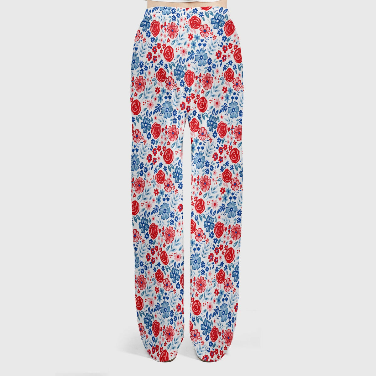 Red Blue Floral Garden Blossom Nurse Scrub Set