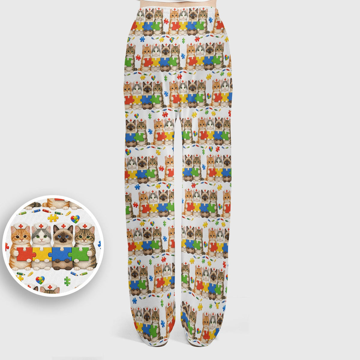 Autism Awareness Cat Nurse Scrub Set