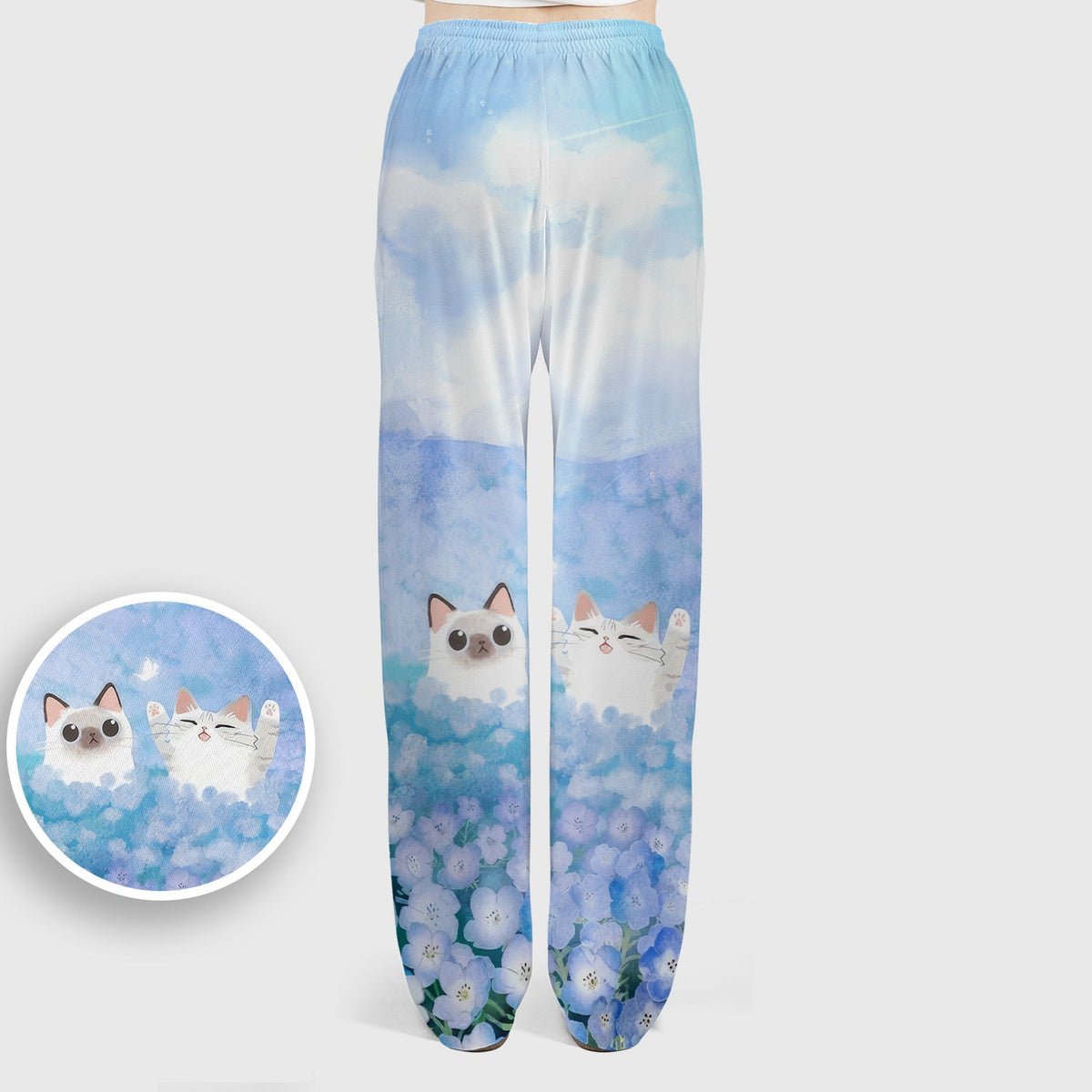 Dreamy Cat Cloud Hydrangea Nurse Scrub Set
