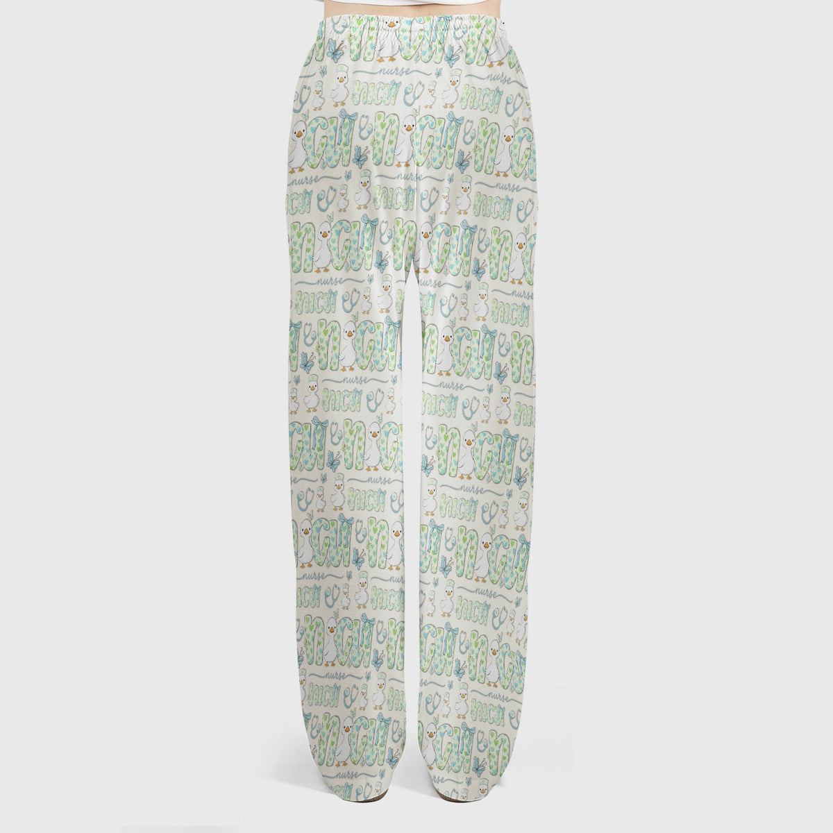 NICU Nurse Duck Pattern Scrub Set, Scrub Pants and V Neck Top