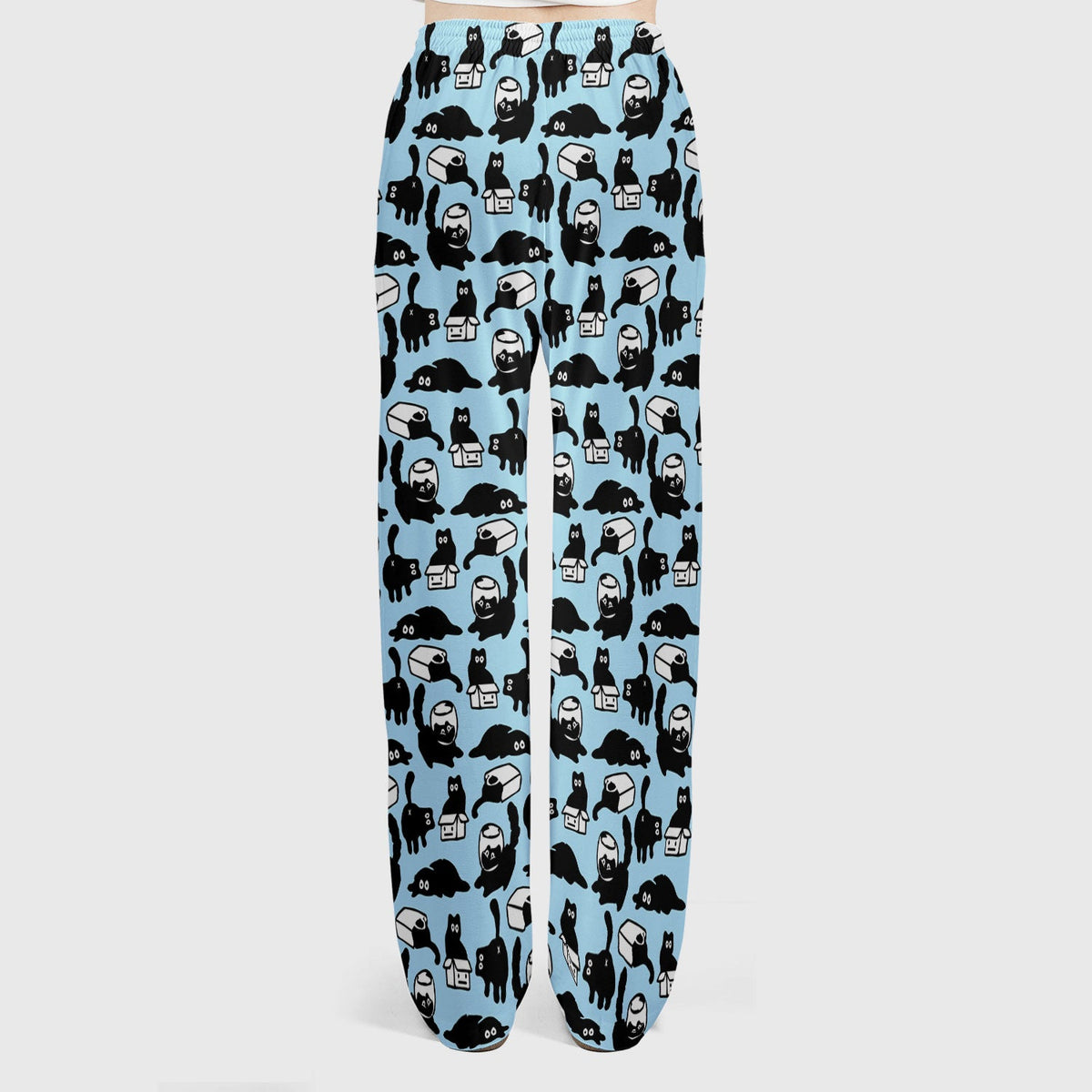 Dark Playful Cat Cartoon Pattern Scrub Set, Breathable Med Uniform