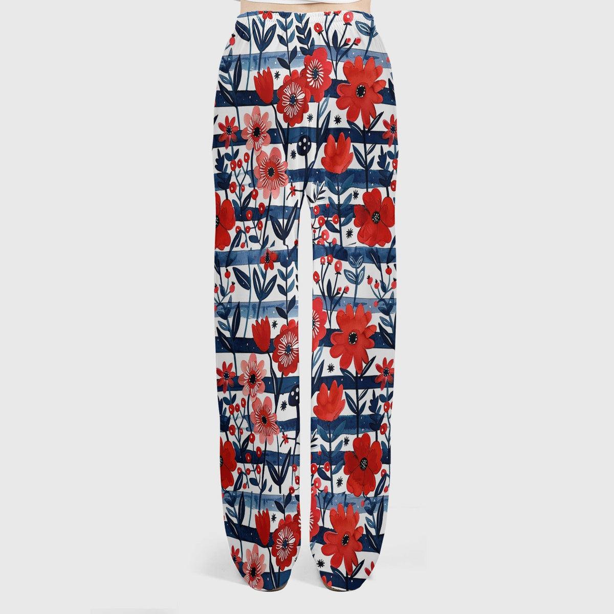 Red Poppy Navy Stripe Nurse Scrub Set